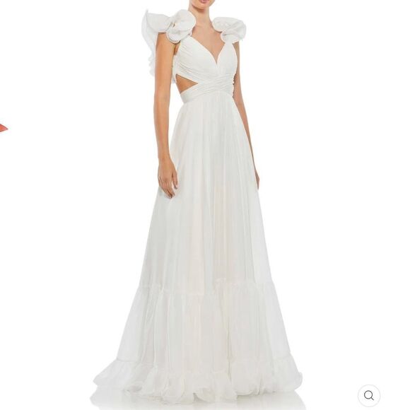 Mac Duggal 67911 Womens  Ruffled Tiered Cut Out Chiffon Gown Dress - Picture 3 of 16